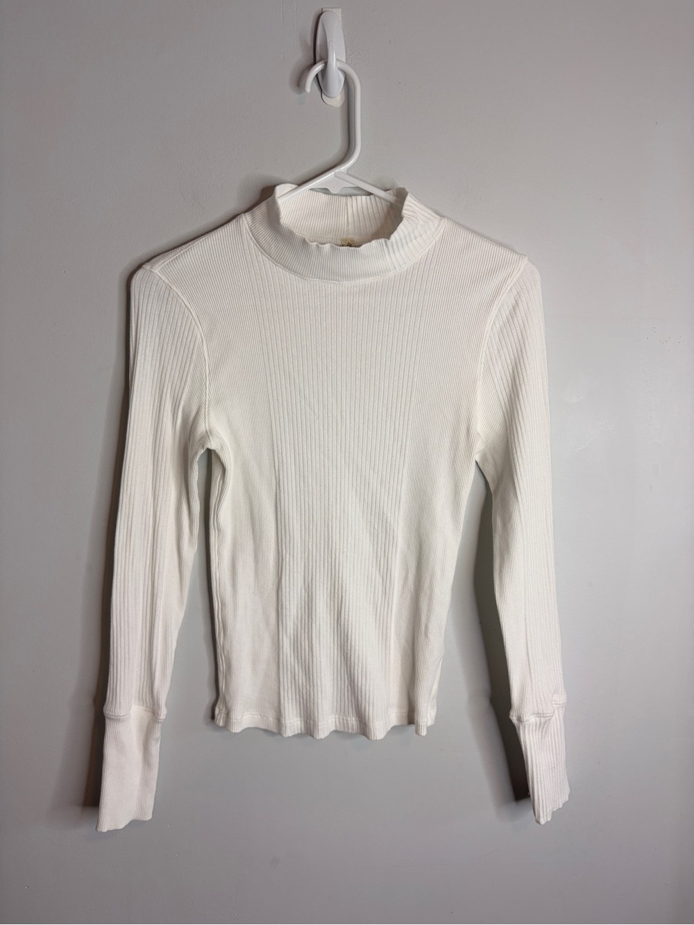 Free People Intimately Ribbed Mock Neck Long-Sleeve Top - White Small